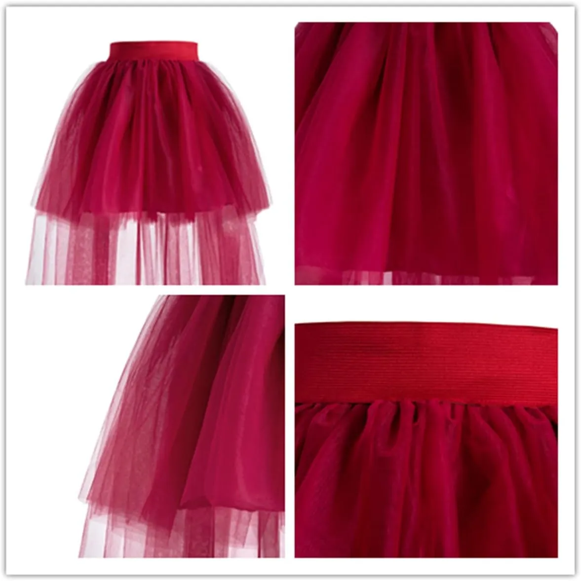 MisShow Women's Hi-Lo Long Tutu Tulle Bustle Skirt Elastic Waist Festival Party Skirt
