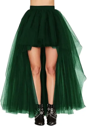 MisShow Women's Hi-Lo Long Tutu Tulle Bustle Skirt Elastic Waist Festival Party Skirt
