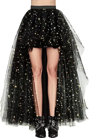 MisShow Women's Hi-Lo Long Tutu Tulle Bustle Skirt Elastic Waist Festival Party Skirt