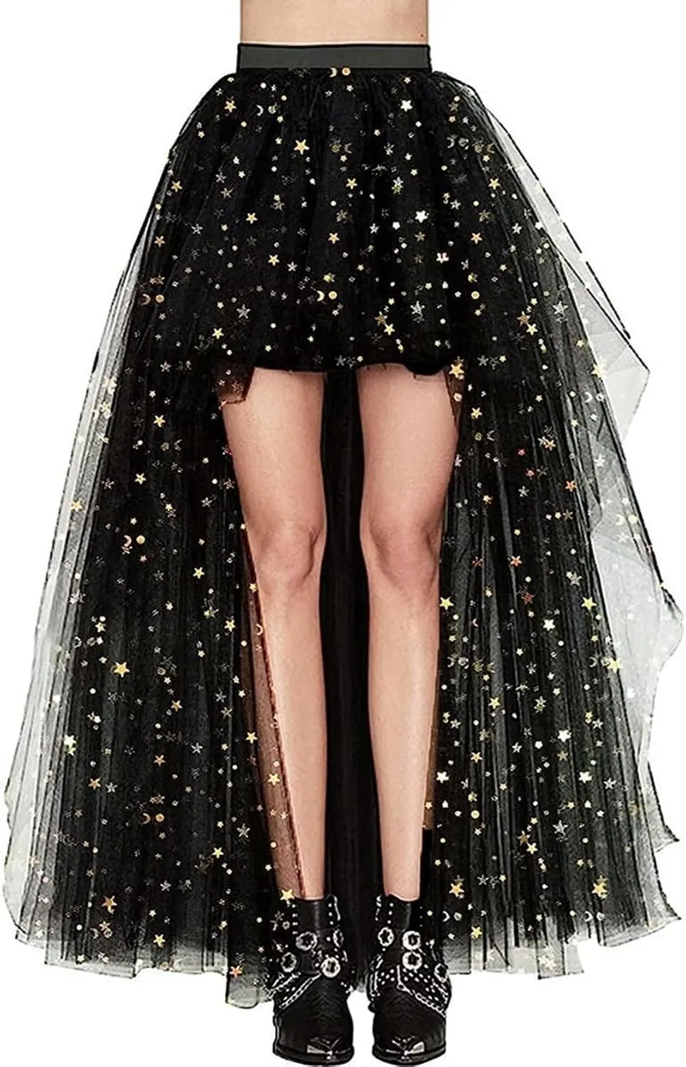 MisShow Women's Hi-Lo Long Tutu Tulle Bustle Skirt Elastic Waist Festival Party Skirt