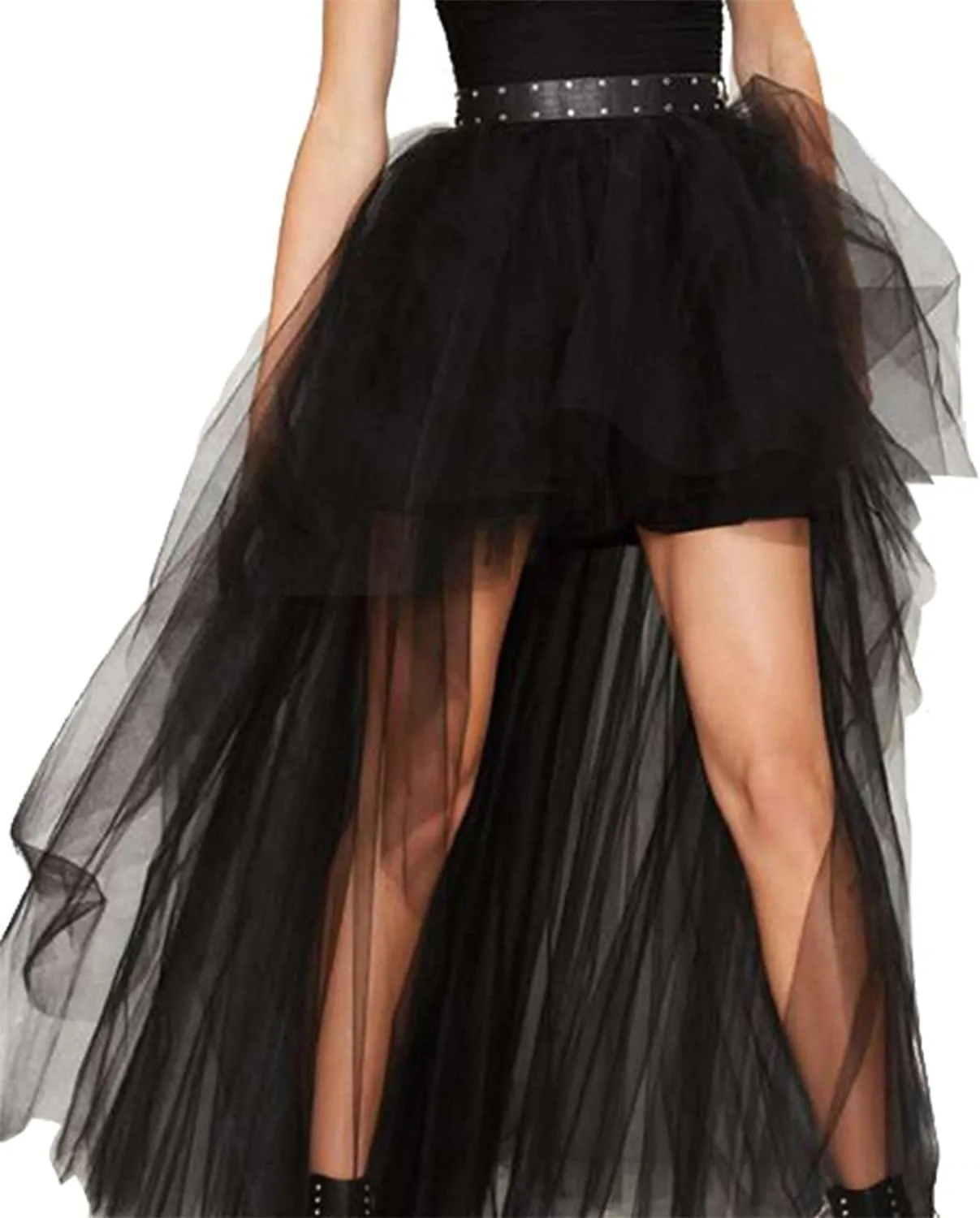MisShow Women's Hi-Lo Long Tutu Tulle Bustle Skirt Elastic Waist Festival Party Skirt