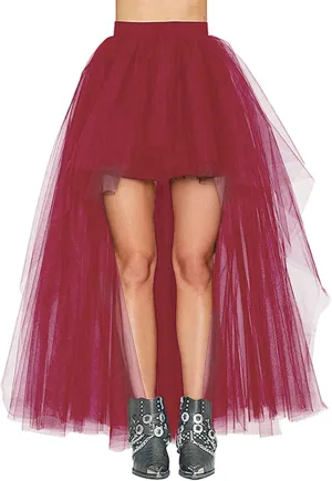 MisShow Women's Hi-Lo Long Tutu Tulle Bustle Skirt Elastic Waist Festival Party Skirt