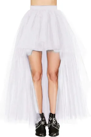 MisShow Women's Hi-Lo Long Tutu Tulle Bustle Skirt Elastic Waist Festival Party Skirt