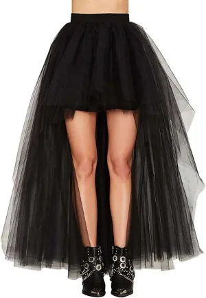 MisShow Women's Hi-Lo Long Tutu Tulle Bustle Skirt Elastic Waist Festival Party Skirt