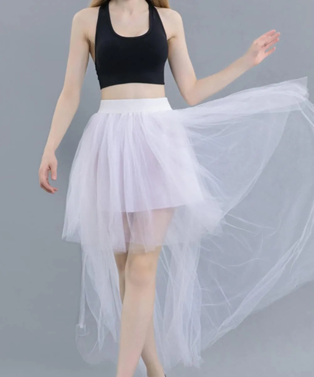MisShow Women's Hi-Lo Long Tutu Tulle Bustle Skirt Elastic Waist Festival Party Skirt