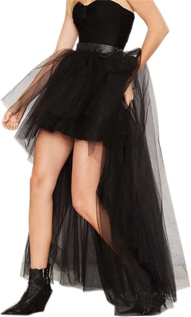 MisShow Women's Hi-Lo Long Tutu Tulle Bustle Skirt Elastic Waist Festival Party Skirt