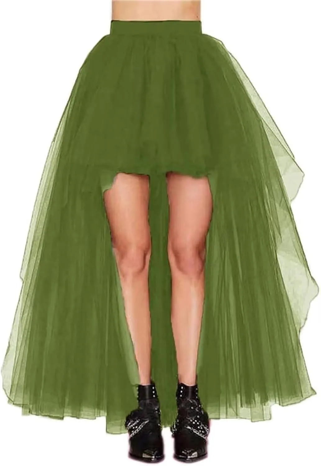 MisShow Women's Hi-Lo Long Tutu Tulle Bustle Skirt Elastic Waist Festival Party Skirt