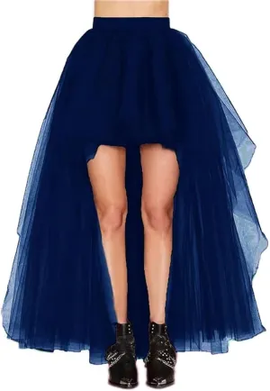 MisShow Women's Hi-Lo Long Tutu Tulle Bustle Skirt Elastic Waist Festival Party Skirt