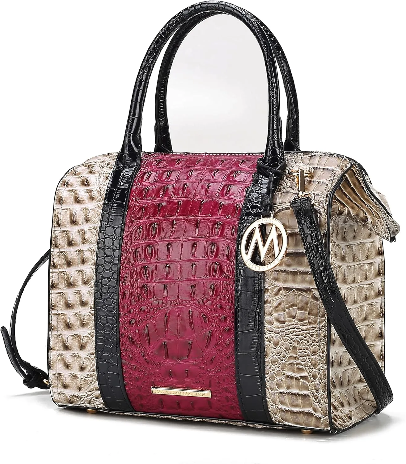 MKF Collection Satchel bag for Women, Crocodile-embossed Vegan Leather Top-Handle Crossbody Handbag Purse By Mia K