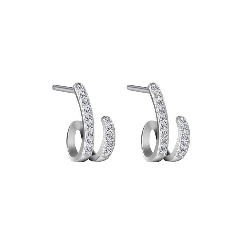 Modern Brilliance: 925 Sterling Silver Geometric Minimalist Earrings with Gold Plating and Zirconia Studs (gold)