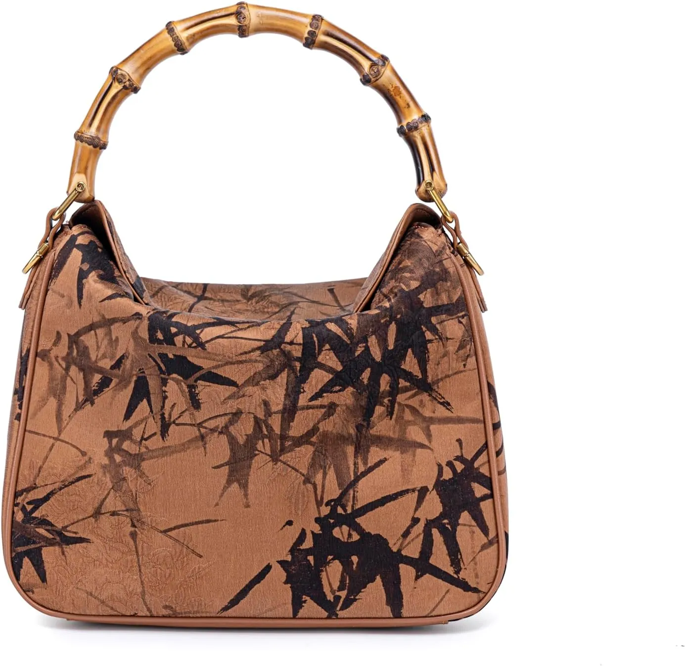 Mother's Day Gifting Yarn Bamboo Bag New Chinese Style Chinese Style Saddle Genuine Leather Women's Bag Handbag