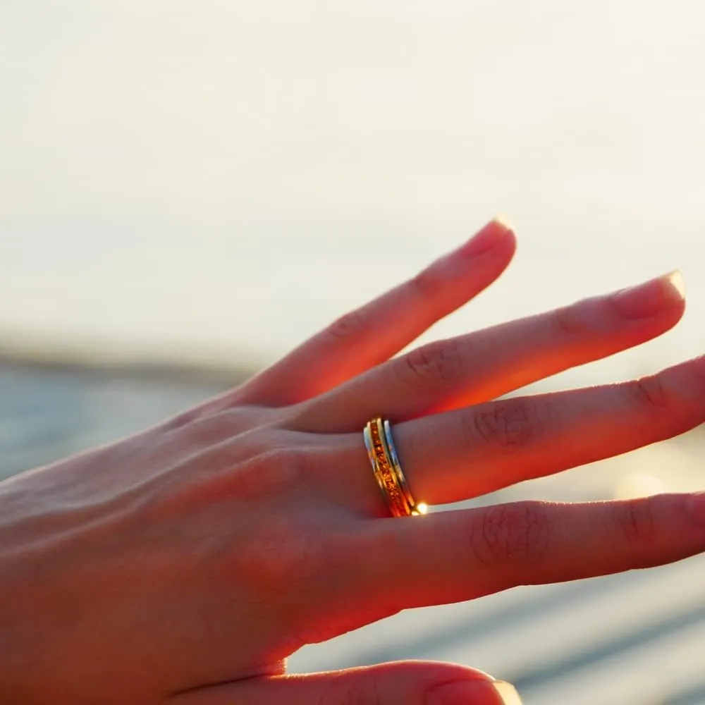 Muses Art Design Fidget Rings, Anxiety Rings, Spinner Rings, Band Rings with Birthstone, Stainless Steel, Women and Men, Meditation Rings, Thumb Rings, Stress Relieving and Anxiety Reducing