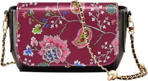 National Flower Crossbody Bags for Women, Trendy Small Shoulder Bag, PU Leather Clutch Purse Underarm Handbag Satchel HandBag with Adjustable Metal Chain