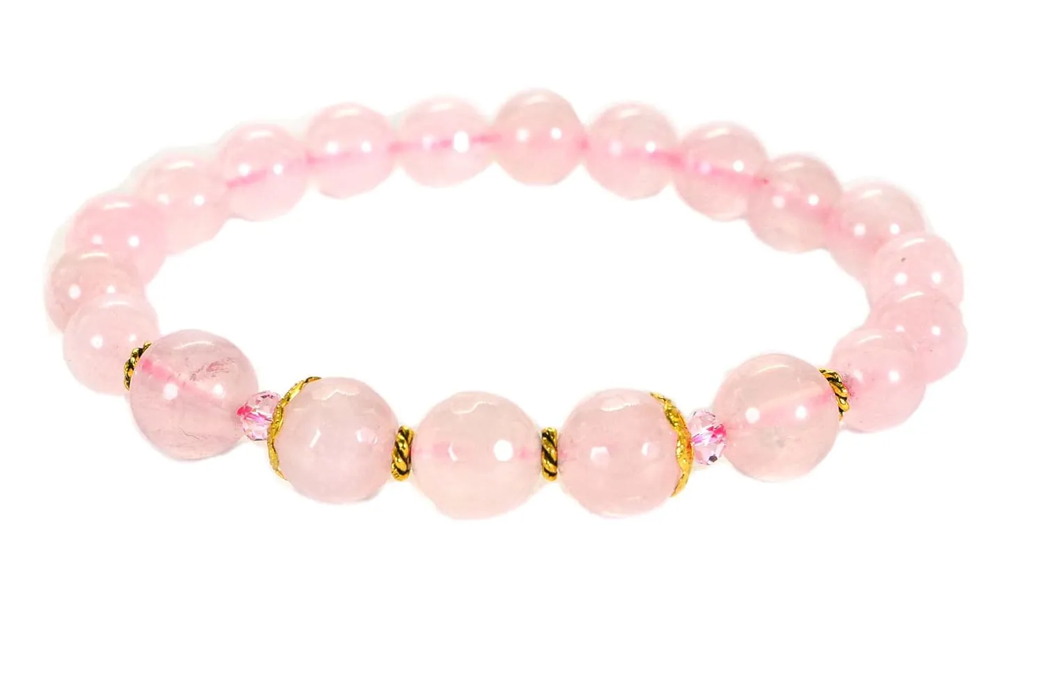 Natural Rose Quartz Bracelet 8mm Beads Chakra Crystal Energy Pink Gemstone Handmade Jewelry Stretch Beads Bracelet for Women Men (6, boho)