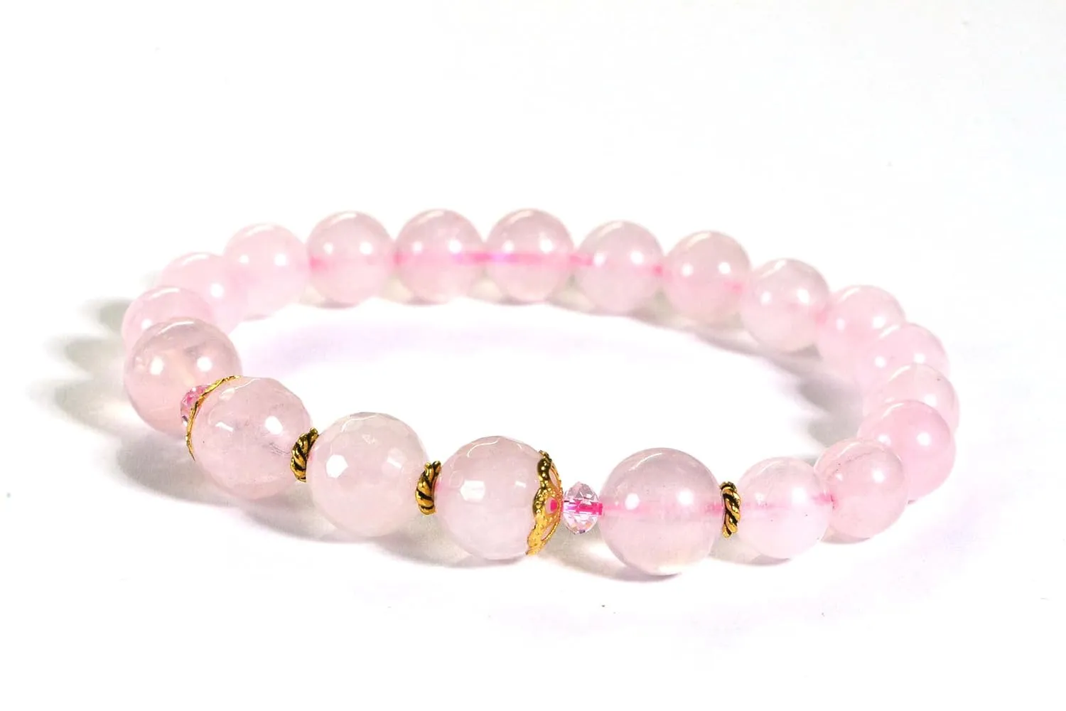 Natural Rose Quartz Bracelet 8mm Beads Chakra Crystal Energy Pink Gemstone Handmade Jewelry Stretch Beads Bracelet for Women Men (6, boho)