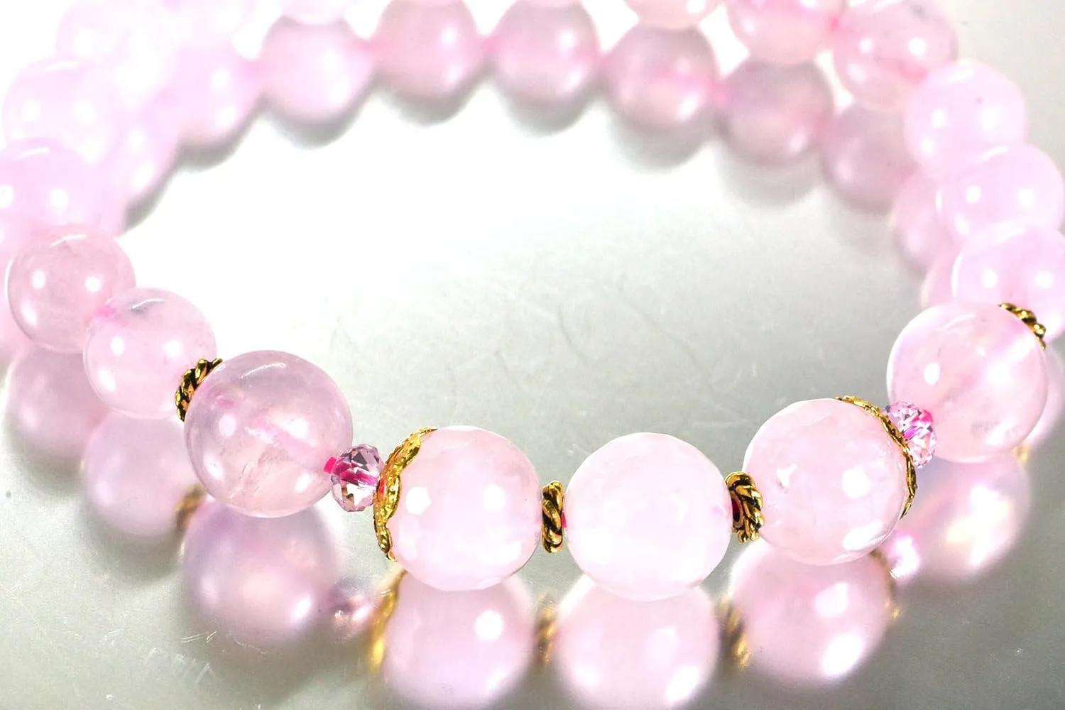 Natural Rose Quartz Bracelet 8mm Beads Chakra Crystal Energy Pink Gemstone Handmade Jewelry Stretch Beads Bracelet for Women Men (6, boho)