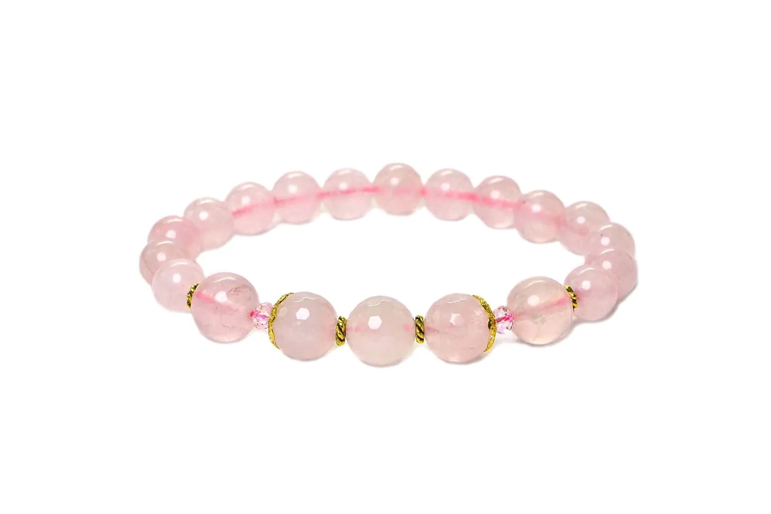 Natural Rose Quartz Bracelet 8mm Beads Chakra Crystal Energy Pink Gemstone Handmade Jewelry Stretch Beads Bracelet for Women Men (6, boho)