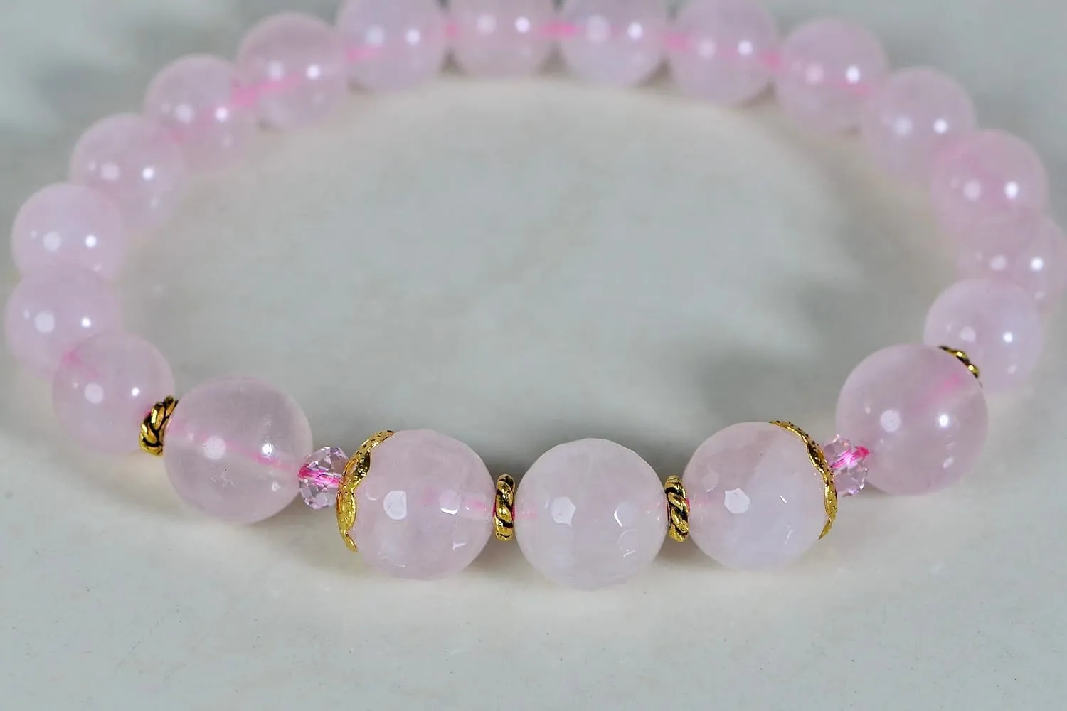 Natural Rose Quartz Bracelet 8mm Beads Chakra Crystal Energy Pink Gemstone Handmade Jewelry Stretch Beads Bracelet for Women Men (6, boho)