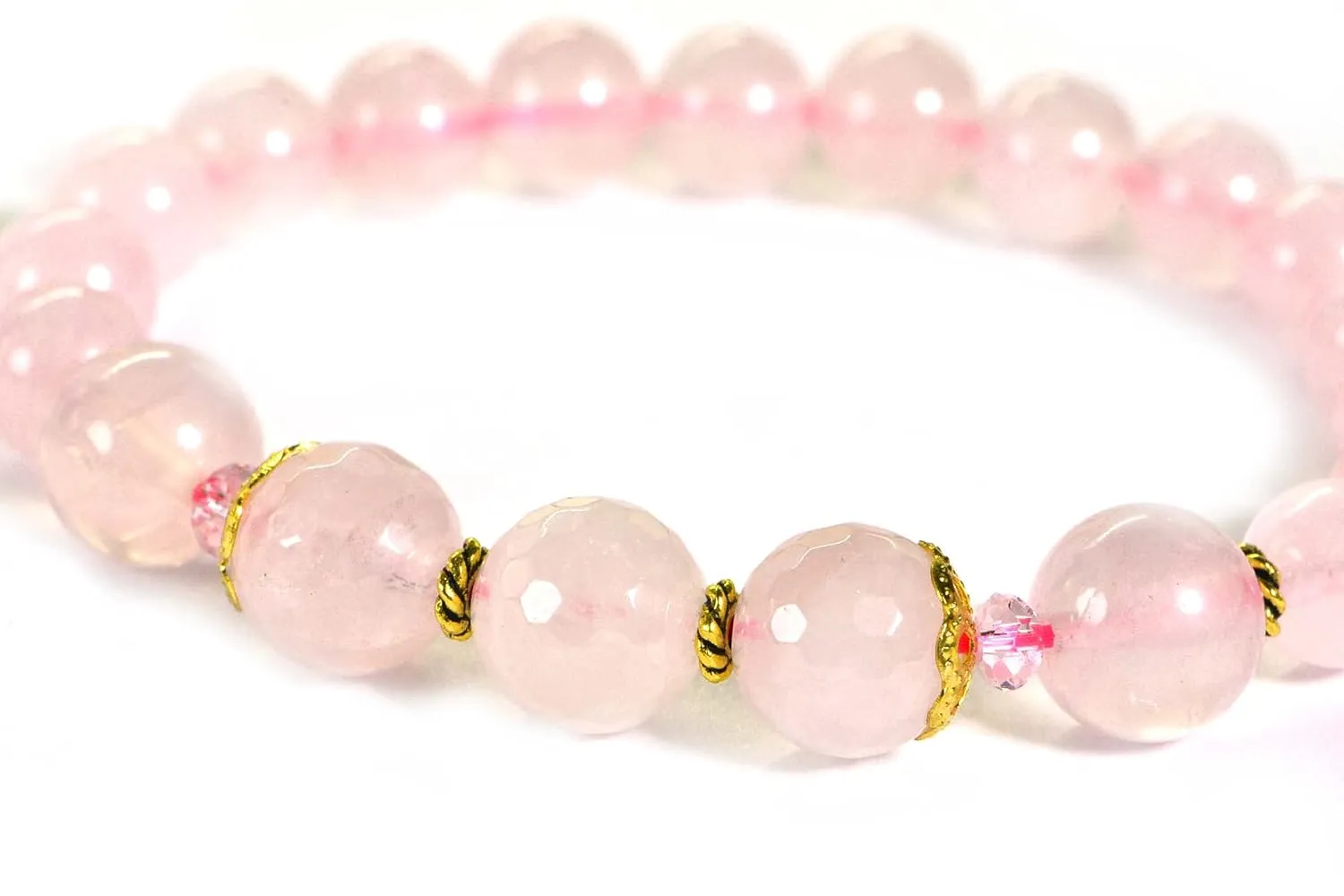 Natural Rose Quartz Bracelet 8mm Beads Chakra Crystal Energy Pink Gemstone Handmade Jewelry Stretch Beads Bracelet for Women Men (6, boho)