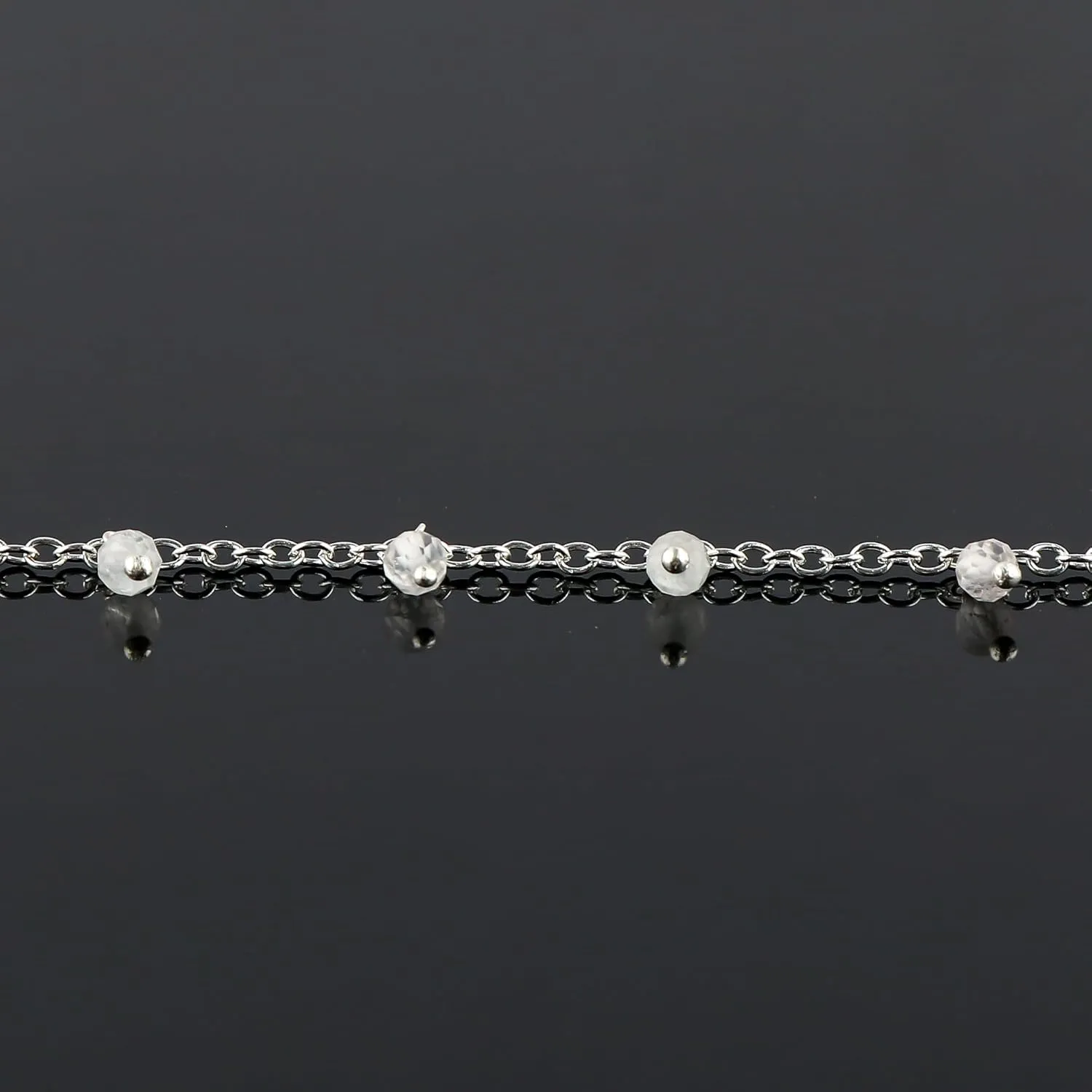 Natural Rose Quartz Gemstone Anklets, Handmade Jewelry, Hanging Beaded Ankle Bracelet, Silver Adjustable Chain, January Birthstone, Gift for Women, 9 1.50 inch