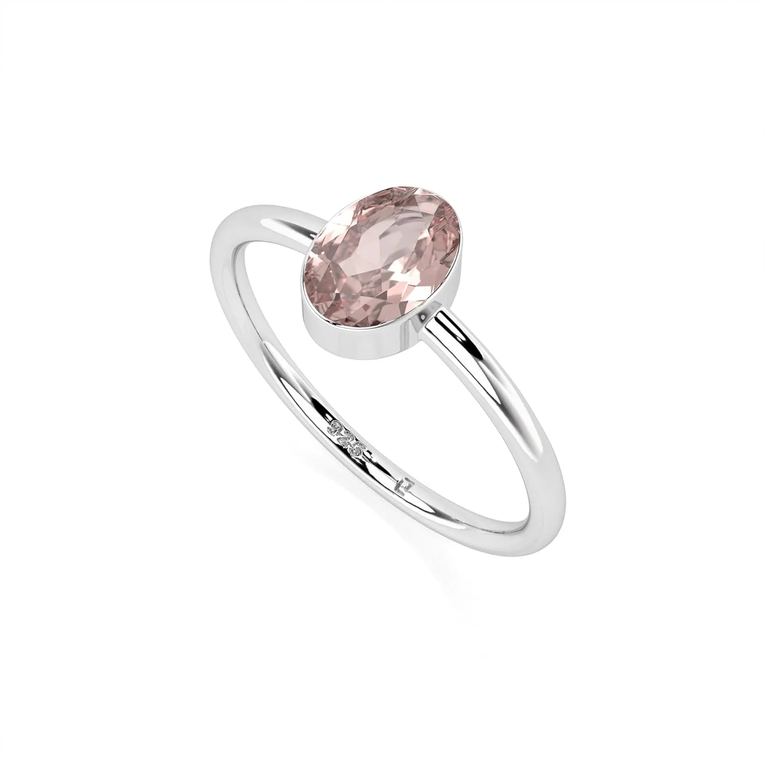 Natural Rose Quartz Stackable Ring for Women in Sterling Silver, January Birthstone Jewelry Gifts for Her (Round, Oval, Pear)