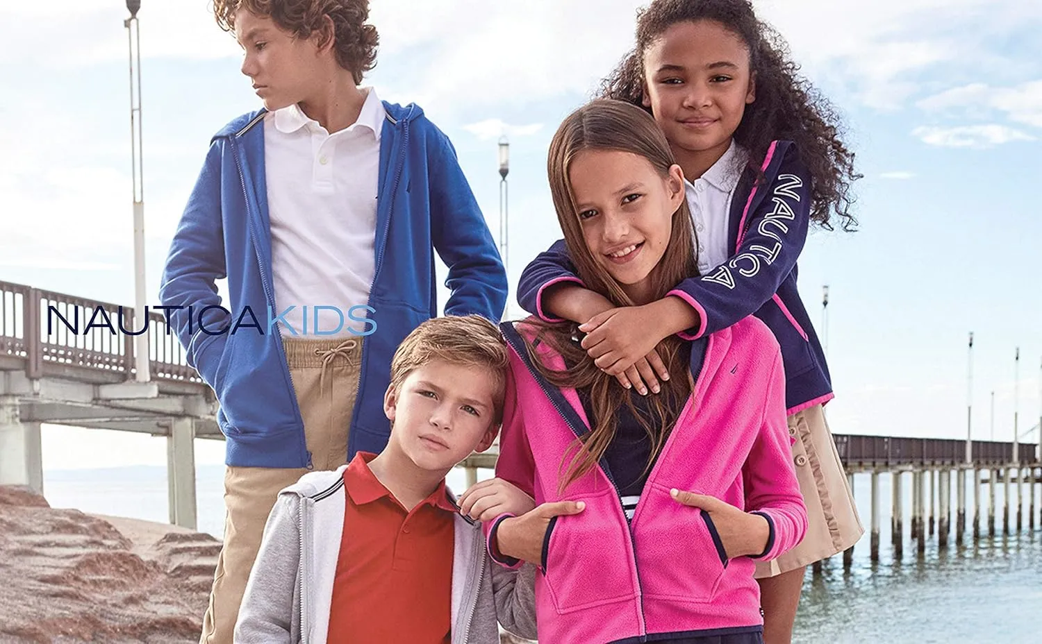 Nautica Boys' Zip Up Hoodie Sweatshirt, Signature Logo Design, Kangaroo Pockets, Made with Lightweight Fleece