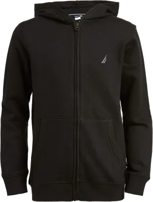 Nautica Boys' Zip Up Hoodie Sweatshirt, Signature Logo Design, Kangaroo Pockets, Made with Lightweight Fleece