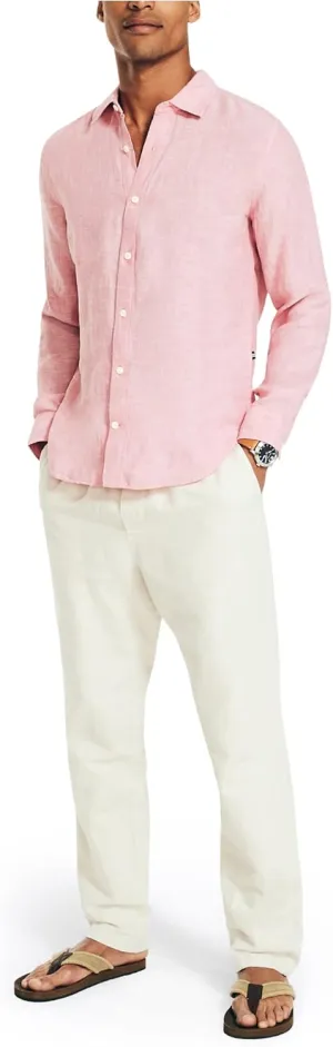 Nautica Men's Sustainably Crafted Classic Fit Linen Shirt