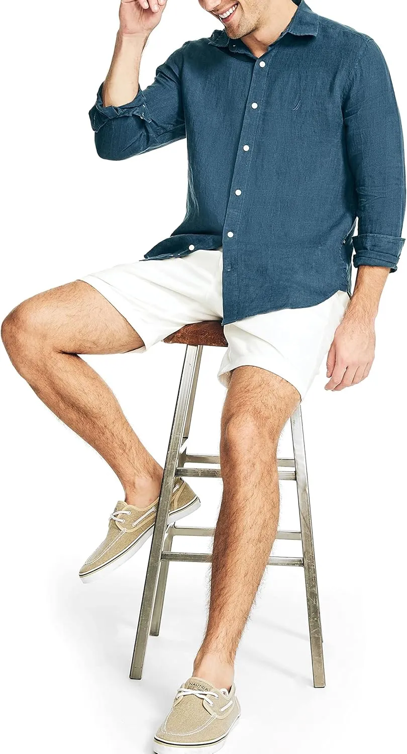 Nautica Men's Sustainably Crafted Classic Fit Linen Shirt