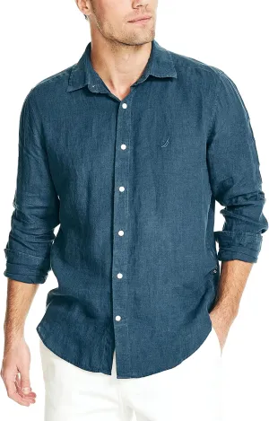 Nautica Men's Sustainably Crafted Classic Fit Linen Shirt