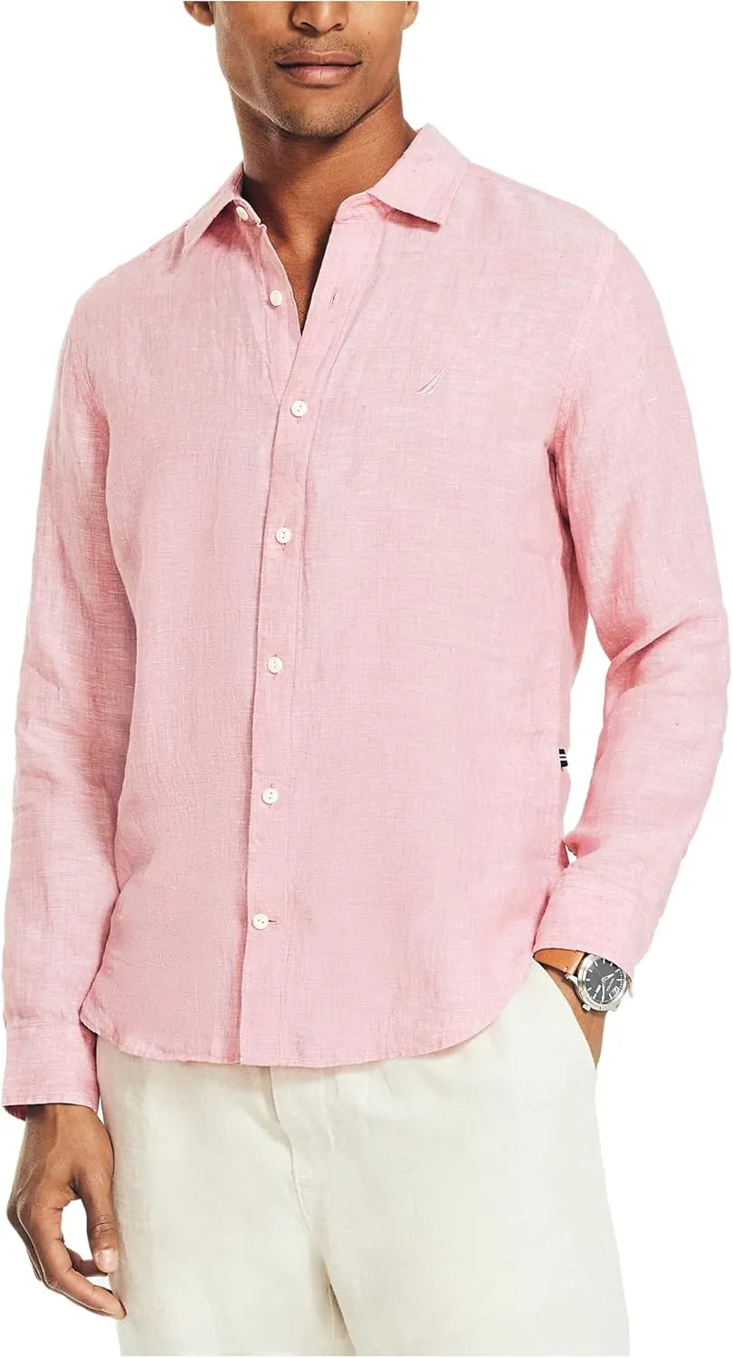 Nautica Men's Sustainably Crafted Classic Fit Linen Shirt
