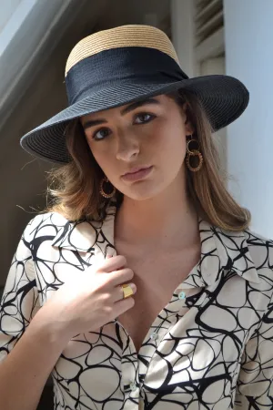 Nina Bucket Sun Hat Black Camel