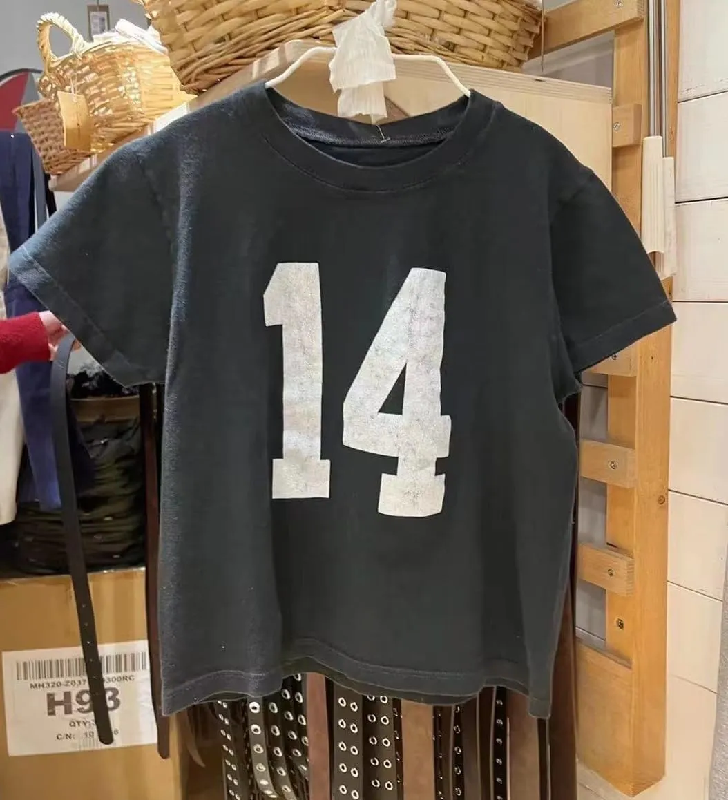 Number 14 Fitted Tee Jersey Summer Crop Top Short Sleeve Y2k Shirt Graphic Baby Tee Women