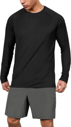 ODODOS Men's Quick Dry Long Sleeve Shirts UPF 50  Sun Protection SPF Athletic Tops Workout Fishing T-Shirts