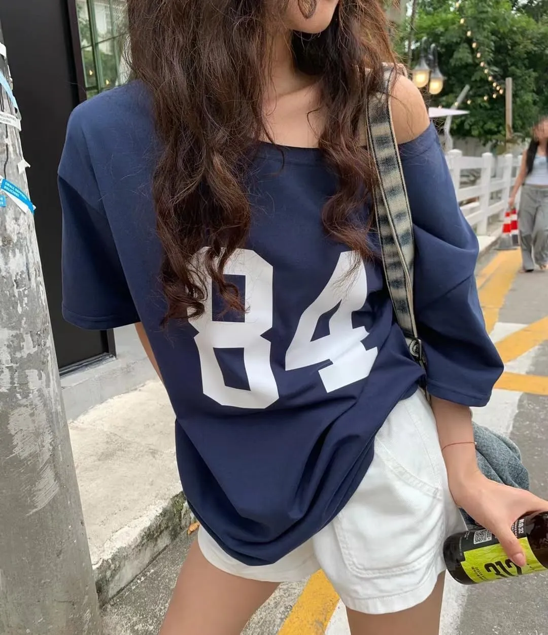 Off The Shoulder Tops for Women Short Sleeve Y2K Jersey Number Graphic Oversized Tshirts E-Girl Tees