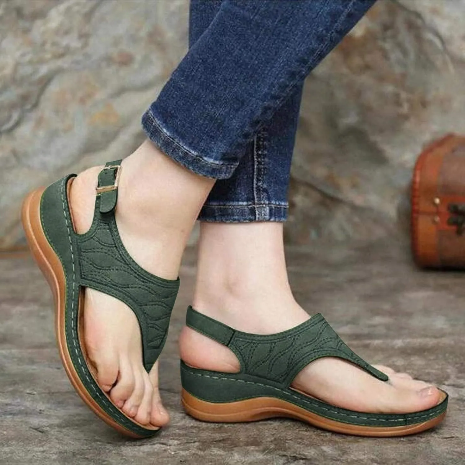 Orthopedic Summer Sandals for Women with Arch Support Walking Shoes Comfortable Adjustable Straps Lightweight Beach Casual Outdoor Plantar Fasciitis Relief