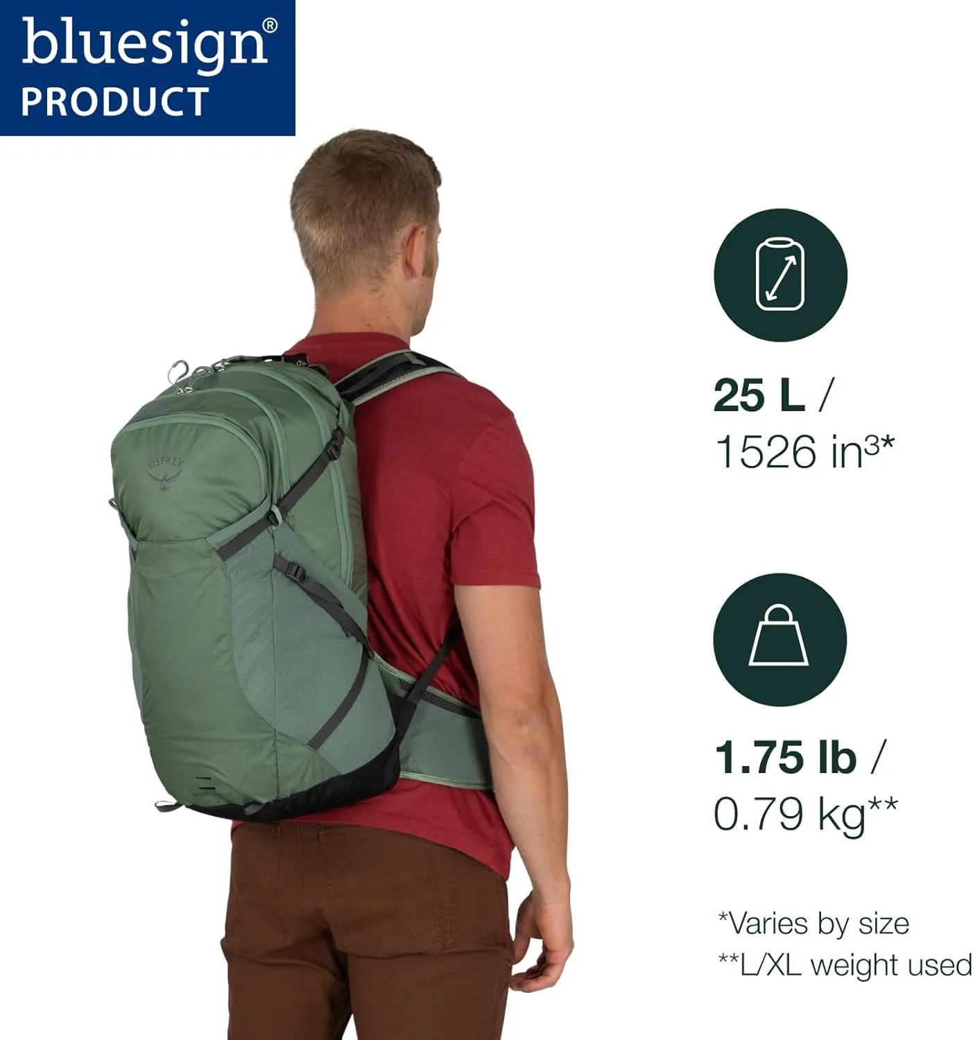 Osprey Sportlite 25L Unisex Hiking Backpack, Blue Sky, S/M