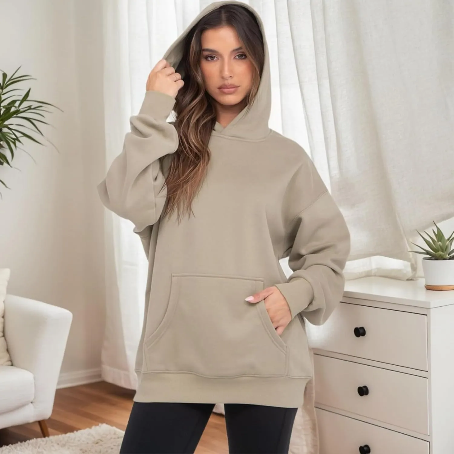 Oversized Hoodies for Women Trendy Fleece Sweatshirts Casual Hooded Sweatshirt with Pockets Long Sleeve Y2K Hoodies
