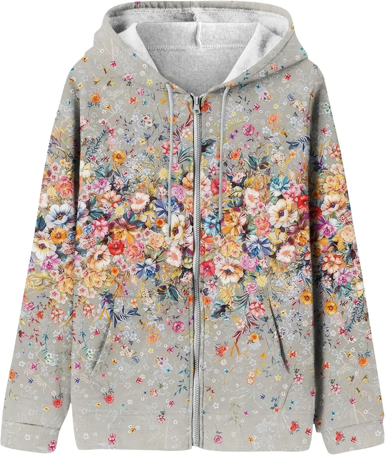 Oversized Sweatshirt For Women,Womens Casual Print Zip Up Hoodie Trendy Long Sleeve Sweatshirt With Pockets