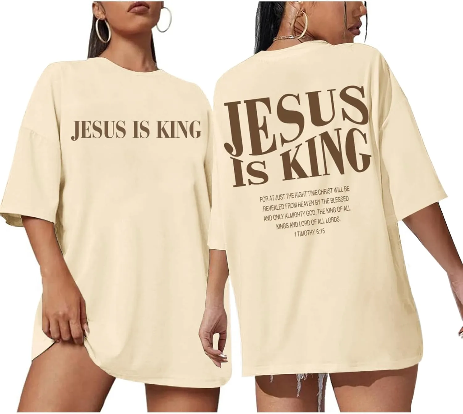 Oversized Tshirts for Women Christian Jesus is King Shirt Faith Religious Sayings Tees Loose Casual Bible Verse Tops