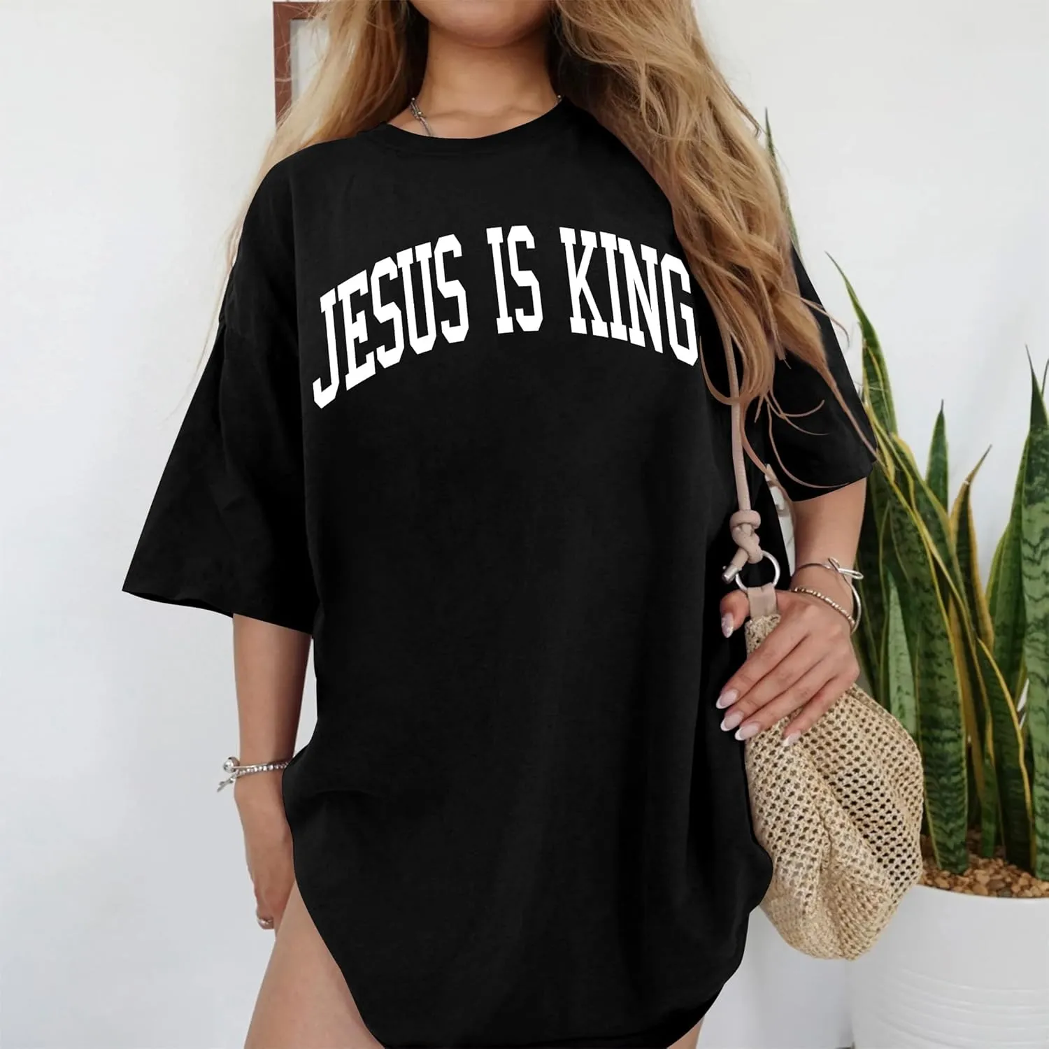 Oversized Tshirts for Women Christian Shirts Faith Over Fear Shirt Short Sleeve Jesus Tees Loose Casual Religious Tops