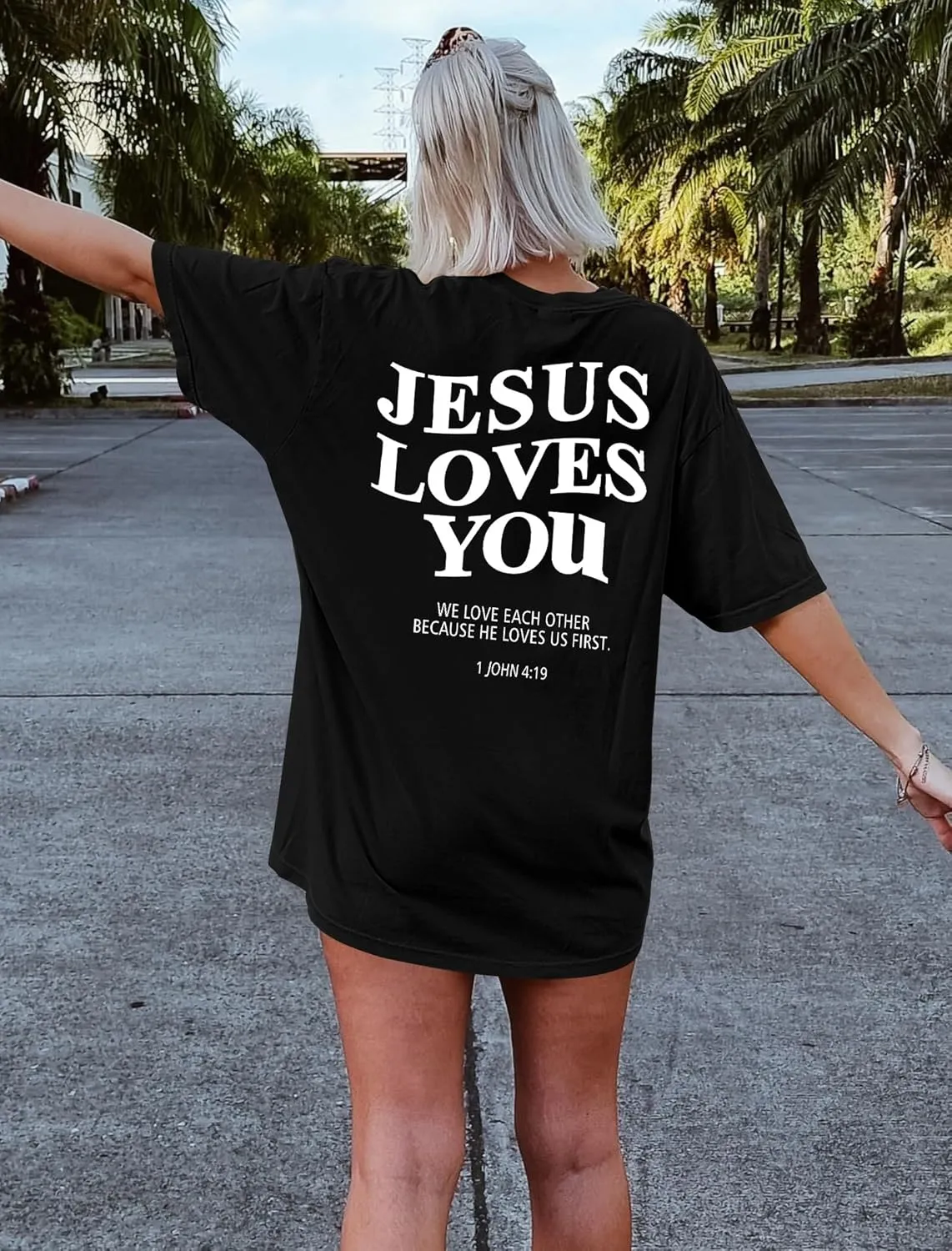 Oversized Tshirts for Women Christian Shirts Faith Over Fear Shirt Short Sleeve Jesus Tees Loose Casual Religious Tops