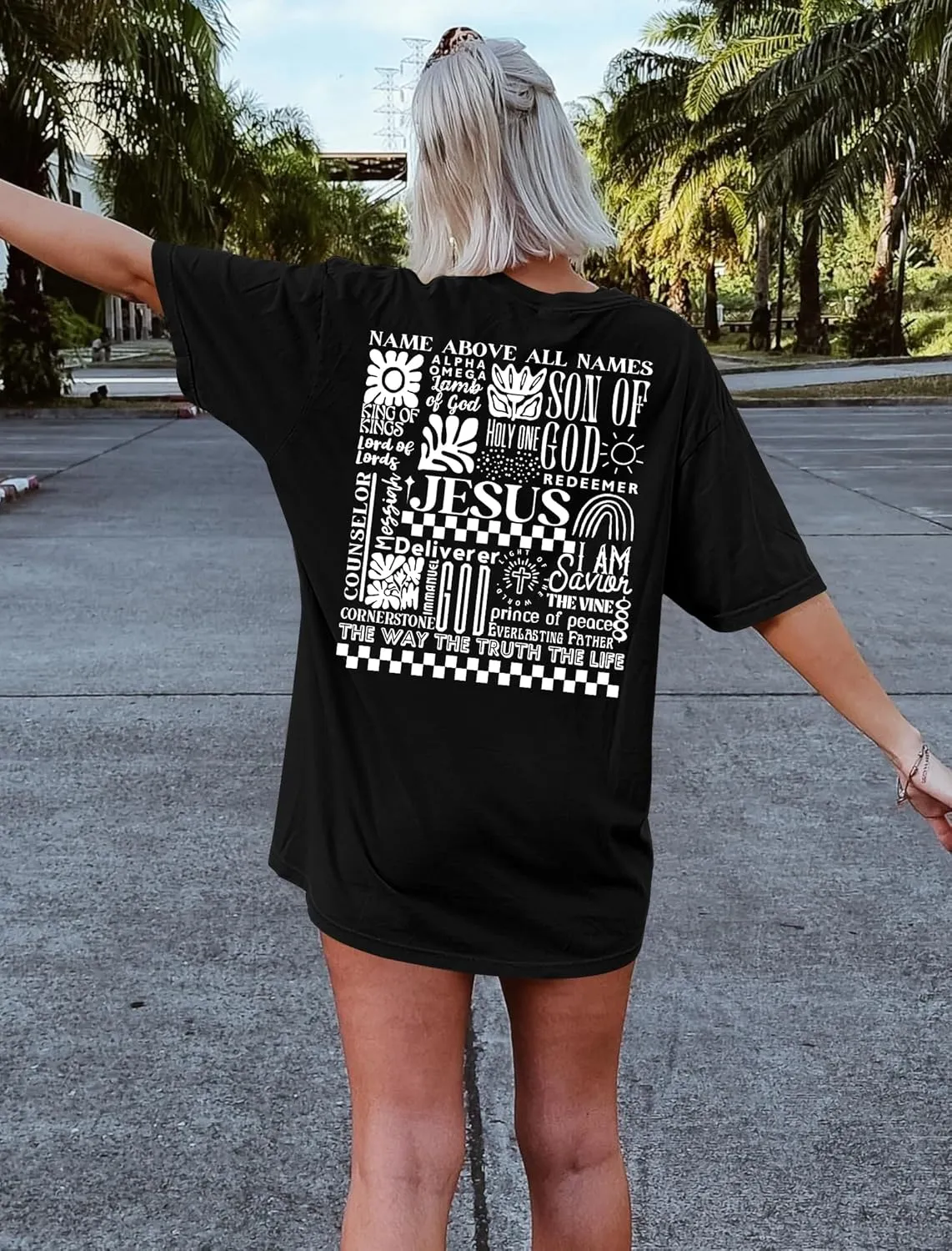 Oversized Tshirts for Women Christian Shirts Faith Over Fear Shirt Short Sleeve Jesus Tees Loose Casual Religious Tops