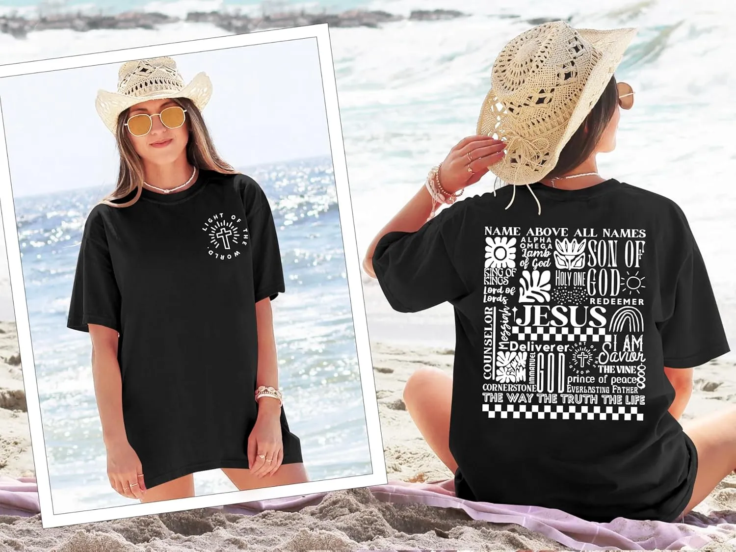 Oversized Tshirts for Women Christian Shirts Faith Over Fear Shirt Short Sleeve Jesus Tees Loose Casual Religious Tops