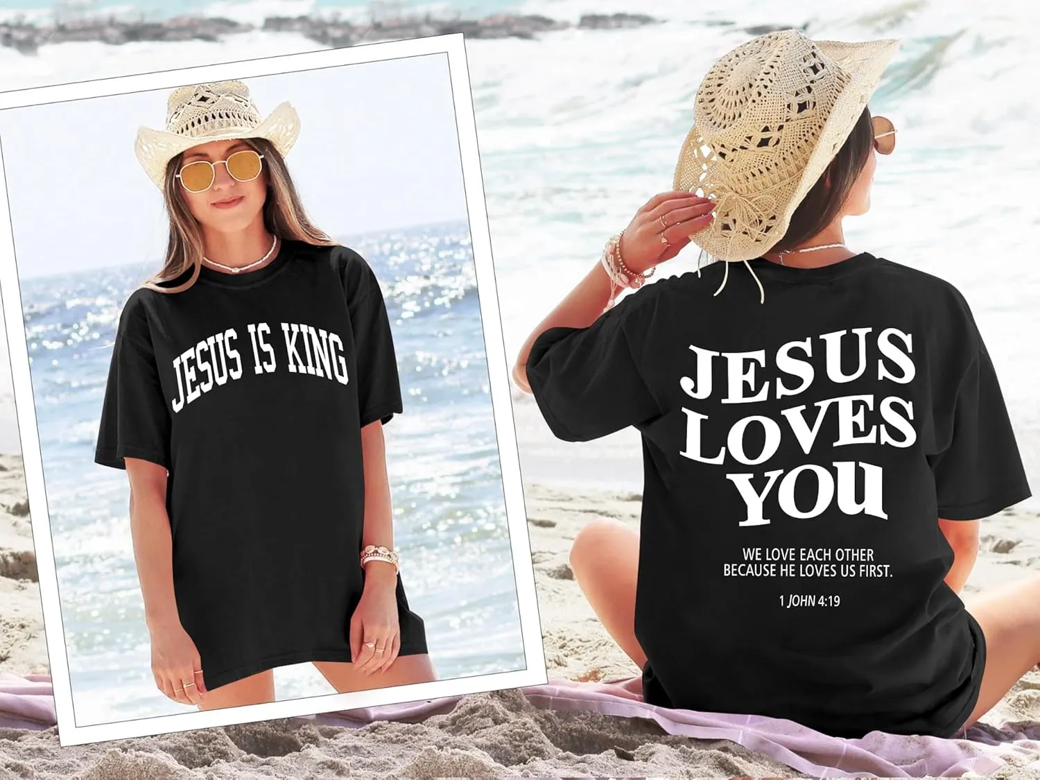 Oversized Tshirts for Women Christian Shirts Faith Over Fear Shirt Short Sleeve Jesus Tees Loose Casual Religious Tops