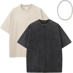 Oversized Washed T Shirt for Men Gym Shirts Baggy Streetwear Vintage Drop Shoulder Grunge Tees