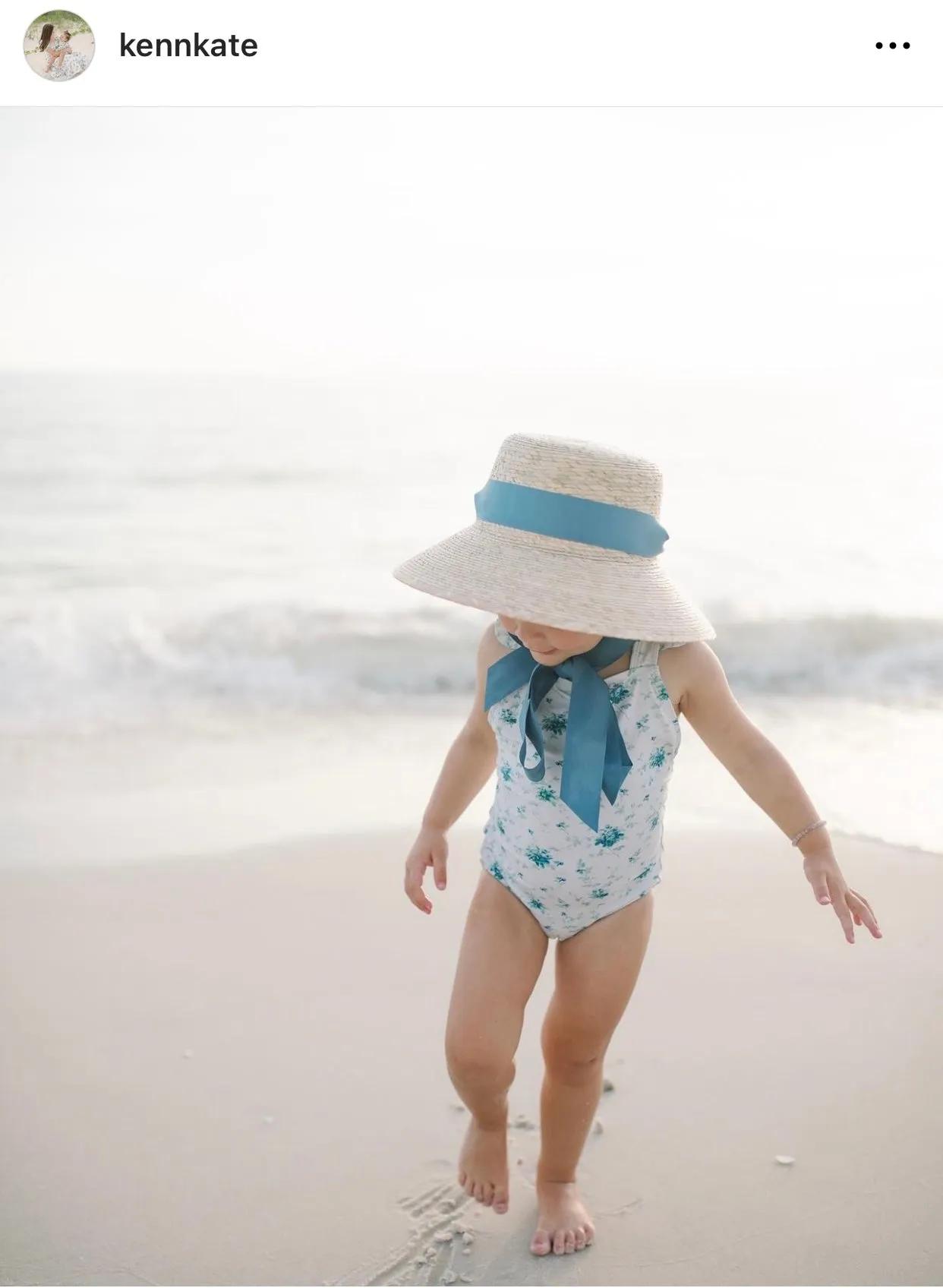 Palmetto Little Girl’s Hat - Long & Thin French Blue Grosgrain Ribbon