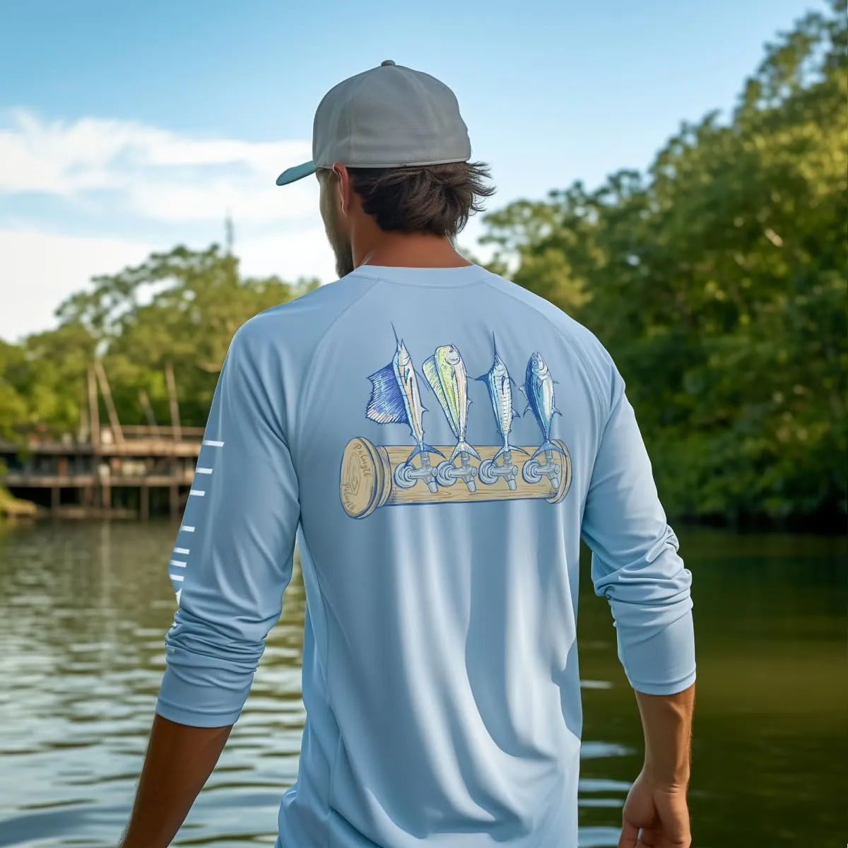 Palmyth Mens Fishing Shirts Sun Protection T-Shirts UV UPF 50  Long Sleeve Rash Guard Tee