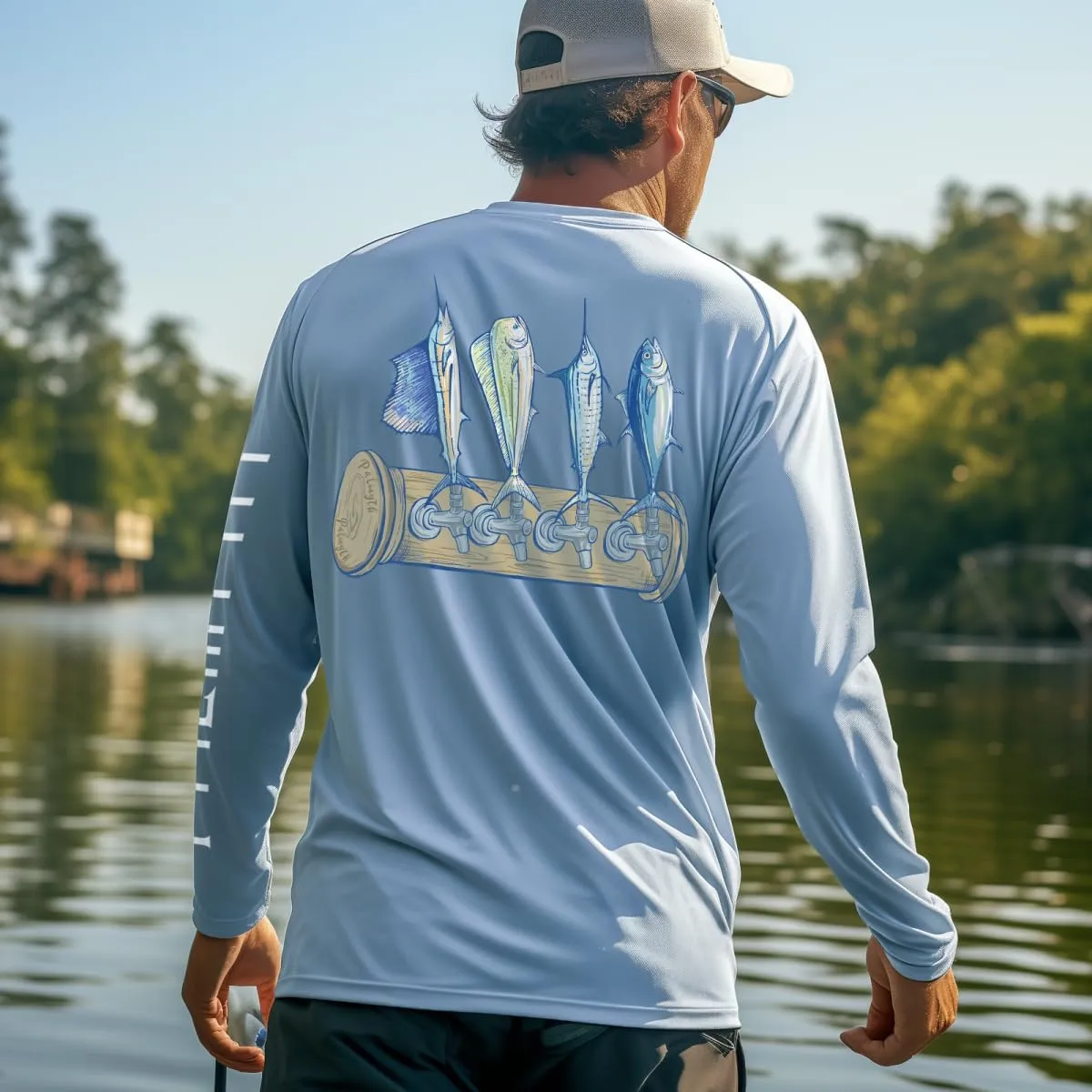 Palmyth Mens Fishing Shirts Sun Protection T-Shirts UV UPF 50  Long Sleeve Rash Guard Tee