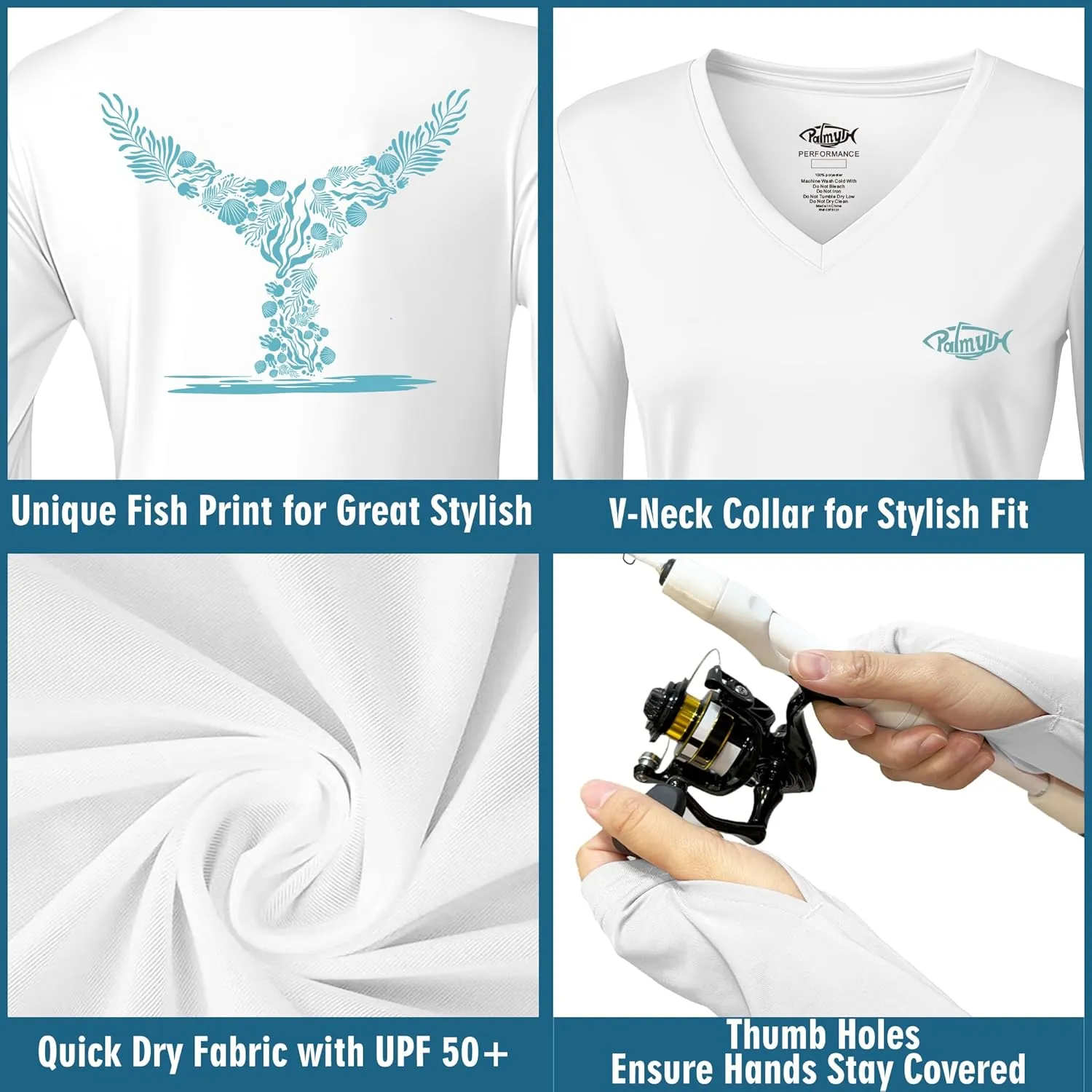 Palmyth Womens UPF 50  Fishing Shirts Sun Protection Long Sleeve T-Shirt